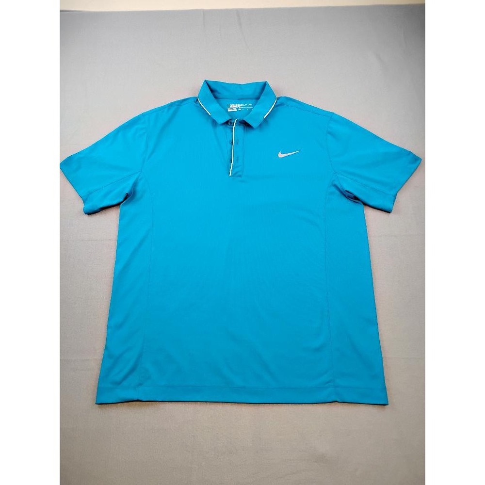 Nike Golf Dri-FIT Mens Medium Blue Short Sleeve Polo Shirt Standard Fit Comfort